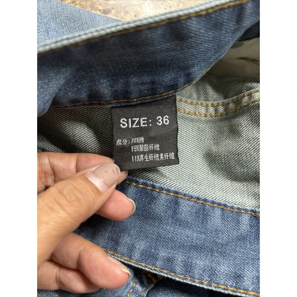 Play Bigg Mens Blue Straight Leg Denim Jeans 36x31 Regular Fit
